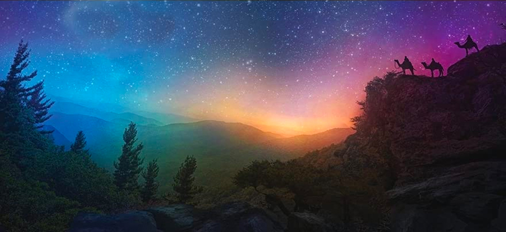 Light of the World book cover of a star filled sky and three wise men